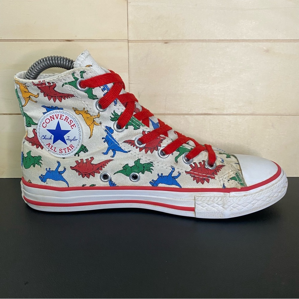 Converse Chuck Taylor Hi Top Dinoverse Kid's Youth Size 2 Shoes Red White CTAS